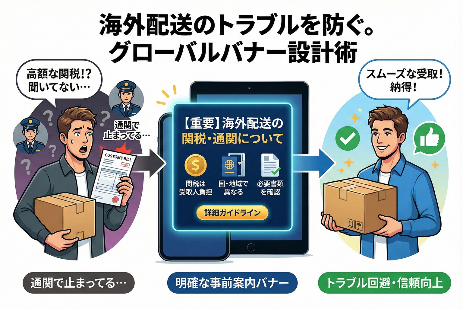 海外配送の関税・通関情報を伝えるグローバルバナー