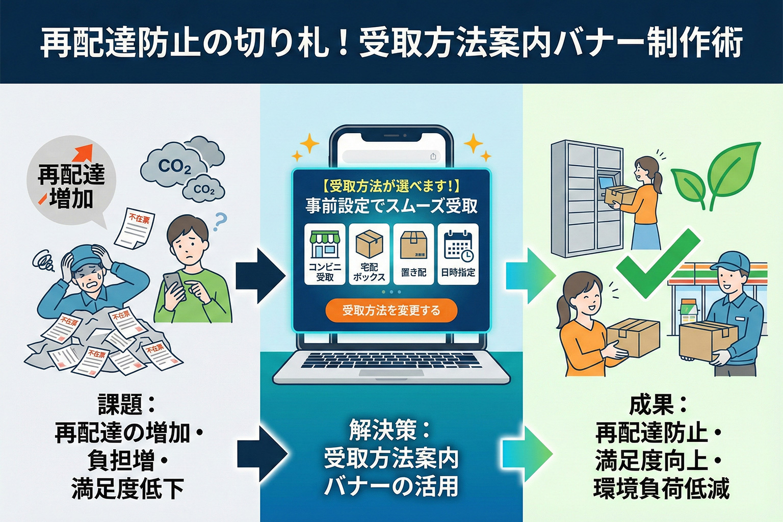 再配達の防止につながる受取方法案内バナー