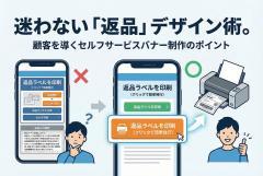 返品ラベルの発行方法を示すセルフサービスバナー