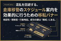 倉庫移管のスケジュール案内を行う移転バナー