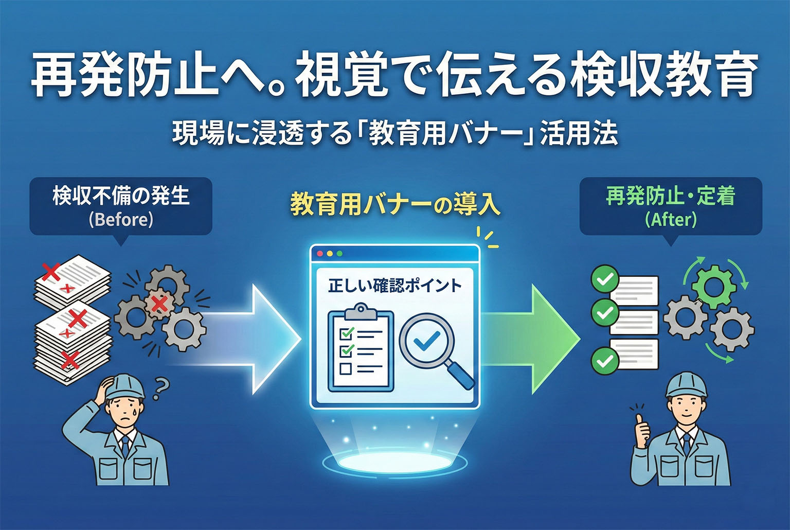 検収不備の再発防止を促す教育用バナー