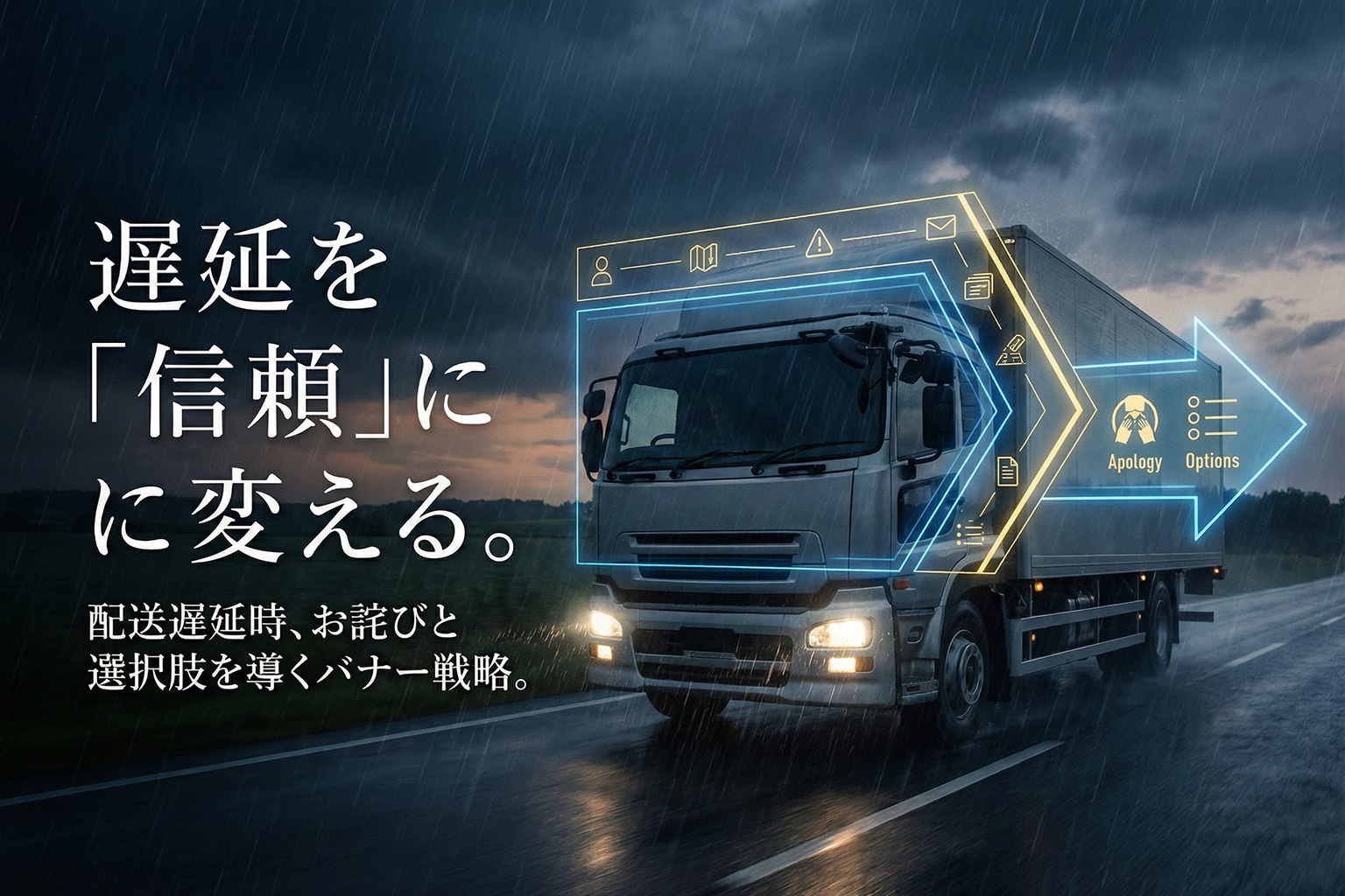 配送遅延時のお詫び・代替案を示すオペレーションバナー