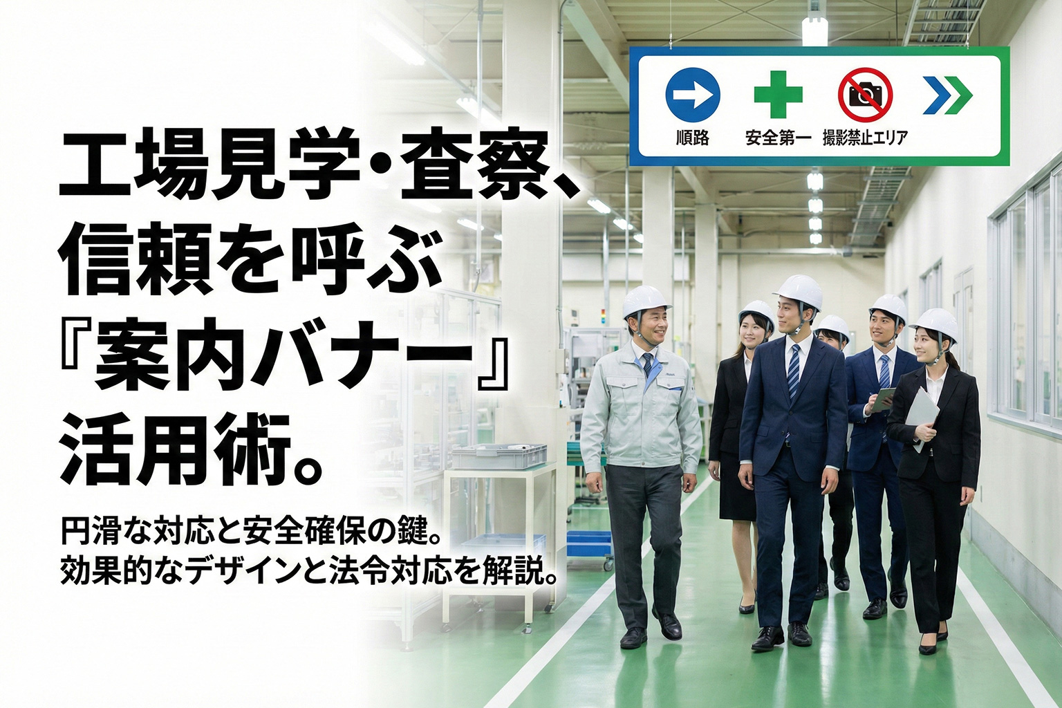 工場見学・査察の受入体制を示す案内バナー