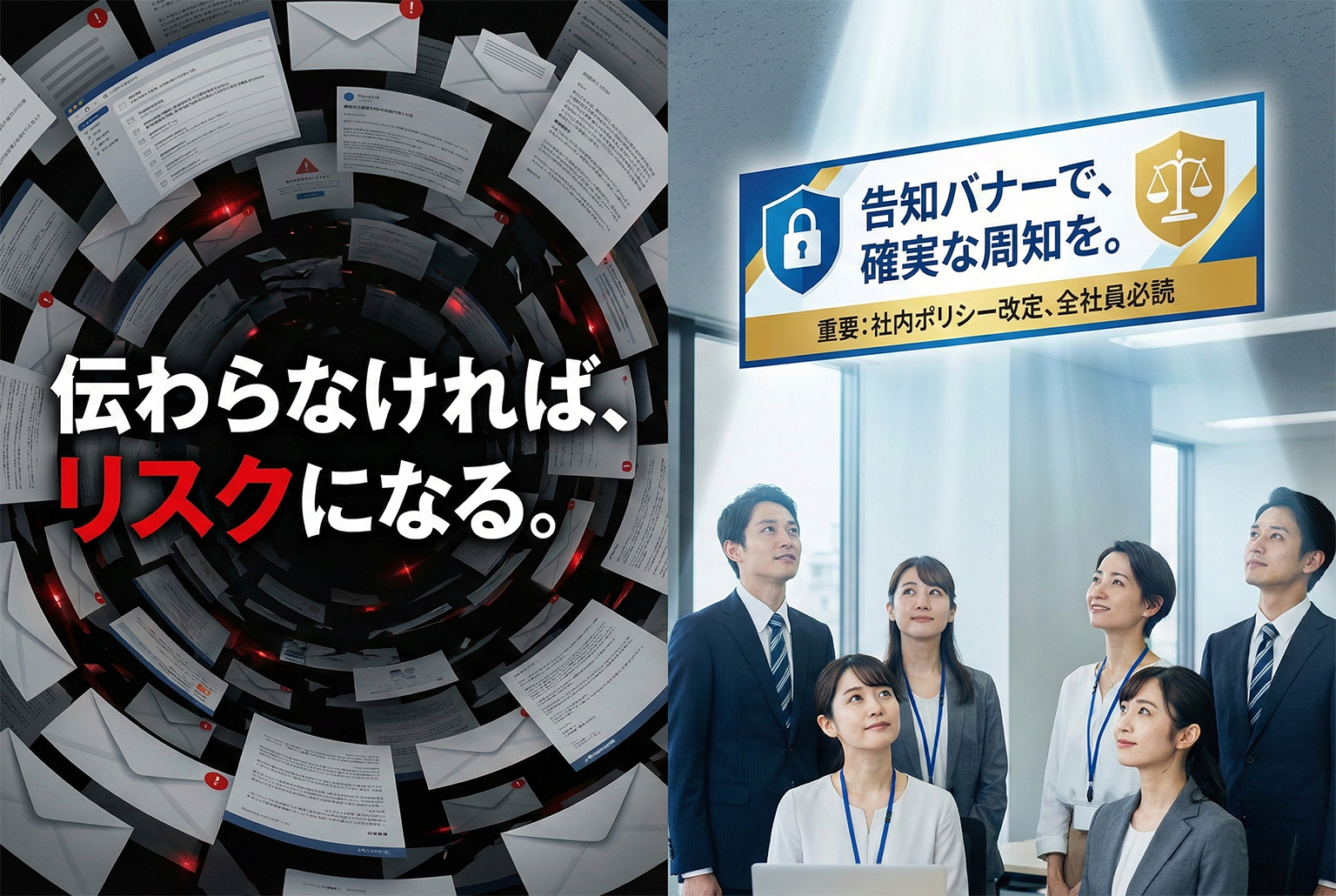 社内ポリシー改定のお知らせを正しく伝える告知バナー