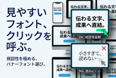 バナーで崩れないフォント運用：可読性・太さ・サイズの基準とNG例