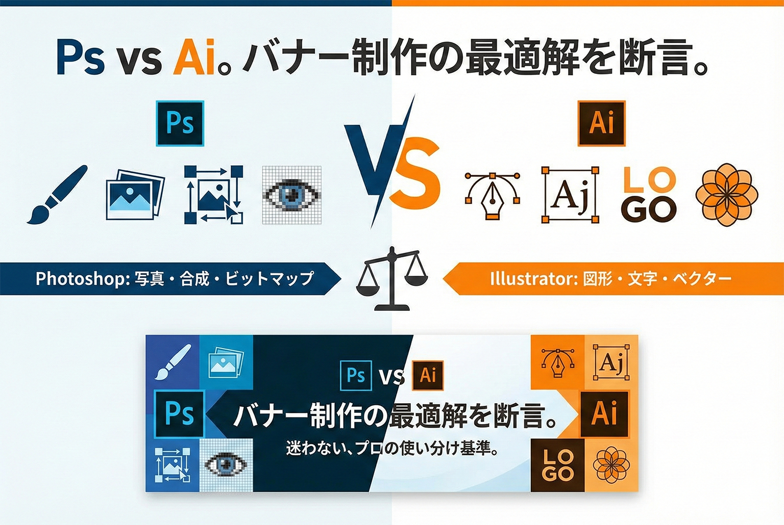 PhotoshopとIllustrator、バナー制作はどっち？用途別の最適解を断言する