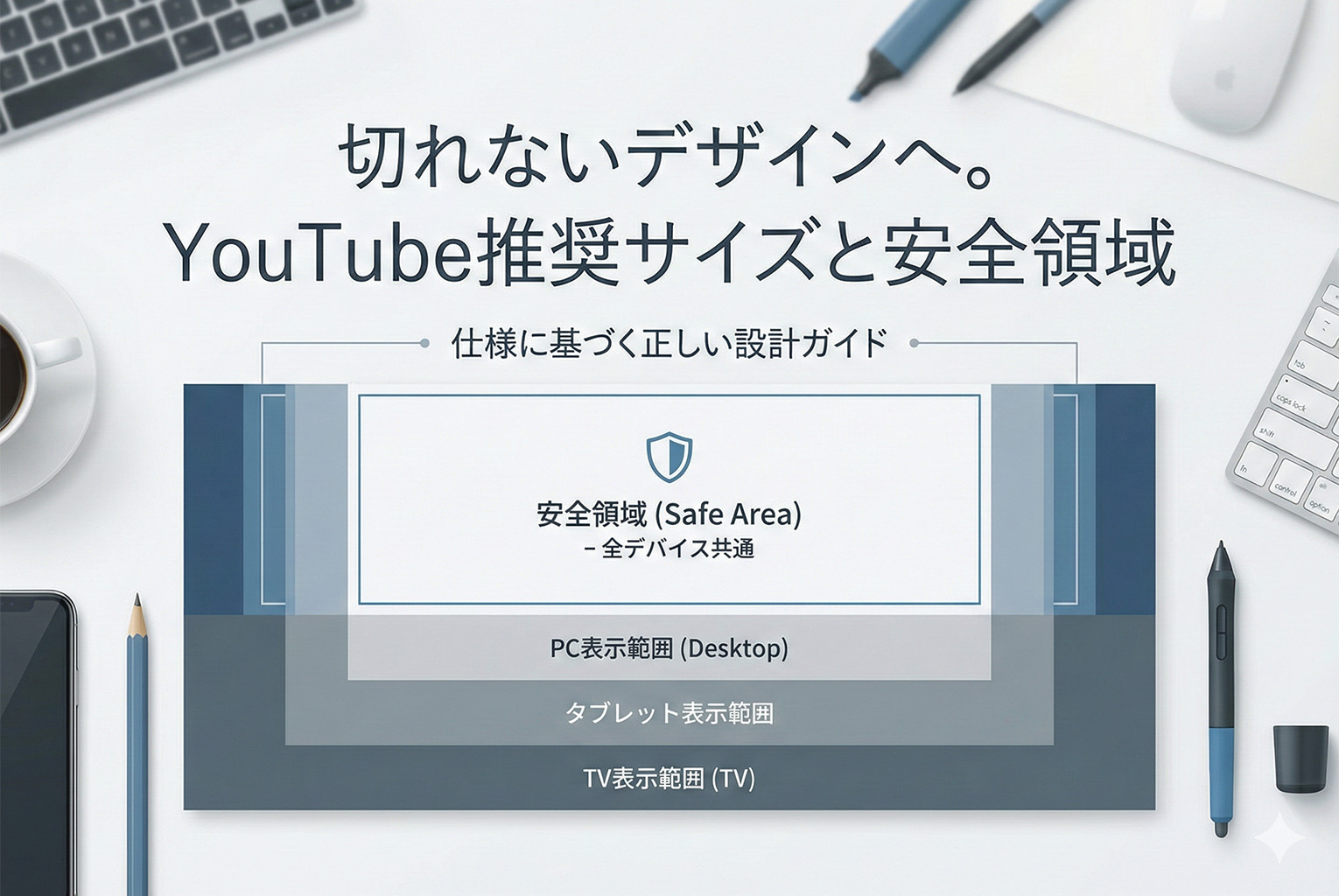 YouTubeチャンネルアート（バナー）サイズ：各デバイスで崩さない安全領域