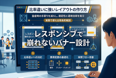 レスポンシブで崩れないバナー設計：比率違いに強いレイアウトの作り方
