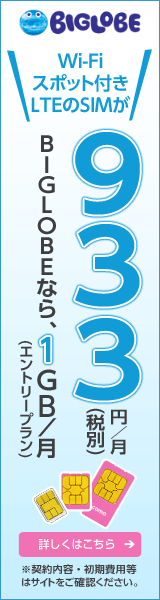 Biglobe Wi Fiスポット付きlteのsimが933円 月 税別 のナチュラル系バナーデザイン インターネット